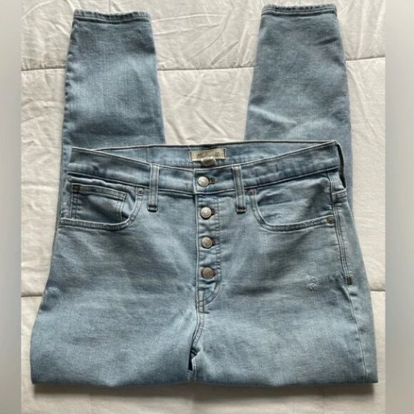 Madewell Jeans 9” High Rise Skinny Button Fly Asbury Light Wash Stretch Size 32 - Picture 8 of 14